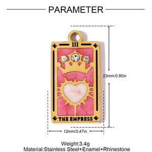 Dijes de Acero Inoxidable Chapados en Oro con Esmalte y Circonita, Diseño de Cartas del <span class=keywords><strong>Tarot</strong></span>, Emperatriz del Mundo, Amantes del Sol, para Collares y Pulseras - Product Image 5