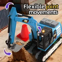 Mini-excavatrice RC en alliage JHD HG301, modèle de simulation électrique avec système sonore et lumineux, jouet télécommandé pour enfants, cadeau