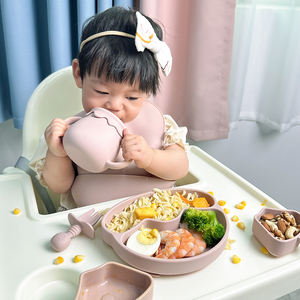Set Peralatan Makan Bayi Silikon Bebas BPA, Mangkuk Silikon dengan Perekat, Set Makan Bayi untuk MPASI - Product Image 3