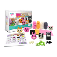 Kit artisanal en feutre préféré des enfants, Mini pompon mignon pour animaux de compagnie, Kit d'animaux en fil fait à la main pour garçons et filles