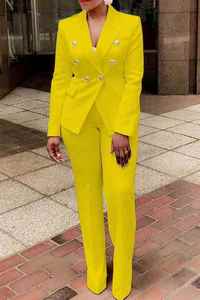 Nuovo Completo da <span class=keywords><strong>Donna</strong></span> 2026 Tinta Unita a Vita Alta con <span class=keywords><strong>Pantaloni</strong></span> e Maniche Lunghe, Tailleur da Lavoro alla Moda - Product Image 2