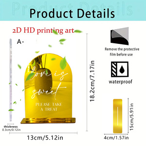 Letrero de Bienvenida Dorado de Acrílico para Boda, Letrero Curvo Creativo de Agradecimiento, Letrero Recordatorio para Tarjetas de Regalo, Pieza Decorativa para Banquete - Product Image 4