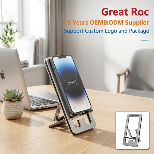 Support Pliable Pour Téléphone Portable En Alliage D'aluminium, Ultra-fin Compatible Les Téléphones Tablettes Jusqu 10 Pouces
