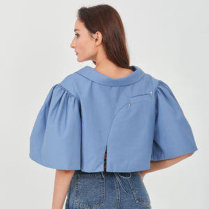 TWOTWINSTYLE <span class=keywords><strong>Blazer</strong></span> Lapelปลอกคอภายในซับพิมพ์<span class=keywords><strong>Cropped</strong></span>ผู้หญิงเซ็กซี่เสื้อพัฟแขนไม่สมมาตร - Product Image 6