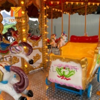Manège pour enfants, attraction ludique et divertissante, carrousel à chevaux électrique sur remorque, à vendre