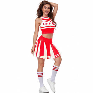 Set da Tifosa per Stadio <span class=keywords><strong>di</strong></span> Calcio, Divisa Femminile Sexy Pronta per il Gioco, Gilet con Pon Pon, Calze Lunghe, Costume da Palcoscenico in Poliestere - Product Image 3