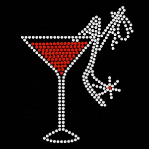Nuovo gioiello Martini strass trasferimento Hot Fix ferro su Patch Martini in vetro <span class=keywords><strong>scarpe</strong></span> strass Design motivo di trasferimento per T-Shirt - Product Image 1