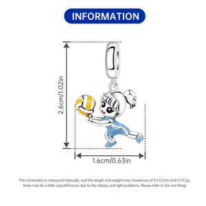 Pulsera original de cuentas de cobre blanco - Joyería con colgante temático de voleibol para niñas pequeñas, joyería personalizada para mujer - Product Image 3