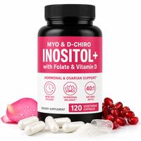 Capsules de D-Chiro-Inositol à Marque Blanche, Vitamines à l'Acide Folique pour Femmes, Adultes et Personnes Âgées - Soutien Énergétique, Mémoire et Sommeil (Ne convient pas aux nouveau-nés)