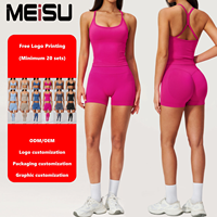 Ensemble de yoga personnalisé avec logo, ensemble de vêtements de sport sans couture pour femmes, débardeur d'entraînement et short froncé, fabricant OEM