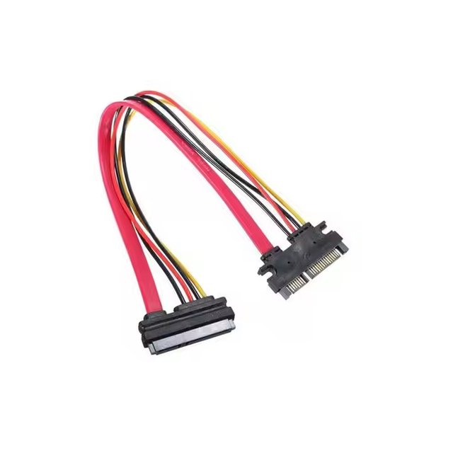 Sata III 3.0 7+15 22 Pin Right-Angle Male to Female ATA Data Power Combo Pure Copper Computer Extension Cable