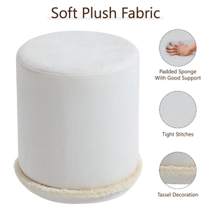 Luxury Traditional Pouf Living Room Furniture Upholstered Fabric <b>Ottoman</b> Footrest <b>Stool</b> Floor Cushion Soft Seating Solid Wood - Product Image 2