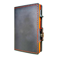 Dompet Kartu Kulit Asli Anti RFID, Dompet Kartu Kredit Otomatis dengan Tombol Tekan Samping, Tempat Kartu Minimalis Tipis