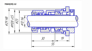 Joint mécanique à cartouche <span class=keywords><strong>CDLA</strong></span> 12/16/22 pour pompe à eau verticale multi-étages GLF CDL CDLF - Product Image 6