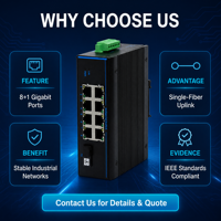 Switch Ethernet Gigabit Industri 8 Port Switch Jaringan Tanpa Manajemen 10 100 1000Mbps Full Duplex Half Duplex