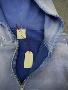 Sudadera con capucha con cremallera completa de felpa francesa de 500 GSM, con lavado efecto mono y lavado ácido vintage, sin impuestos ni aduanas en EE. UU. - Product Image 2