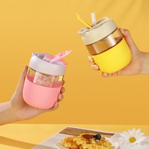360ML/12oz Crystal Water <b>Bottle</b> Wholesale Glass <b>Coffee</b> Cup Travel Drink Mug with Straw Tea Glass <b>Bottle</b> - Product Image 2