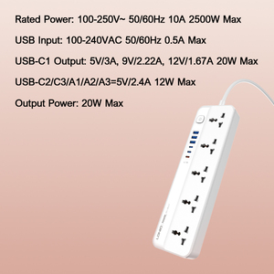 Ldnio SC5614C OEM & ODM <span class=keywords><strong>5</strong></span>-เต้าเสียบ2500W พร้อมสถานีชาร์จ PD 3USB-C + 3USB-A 20W - Product Image 4