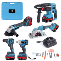 Ensemble de 5 outils électriques sans fil Kit Lithium électrique sans balais meuleuse d'angle marteau perceuse scie à chaîne clé combinaison ensemble d'outils