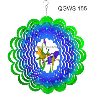 Commercio all'ingrosso di campanelli eolici in metallo produttore colibrì scultura cinetica artigianato decorazioni per la casa appeso giardino 3D <span class=keywords><strong>Wind</strong></span> Spinner - Product Image 4