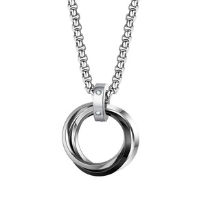 Bestsellers da Moda: Pingentes de Aço Inoxidável de Três Anéis para Homens e Mulheres, e Colares de Casal Incrustados com Diamantes - Product Image 5