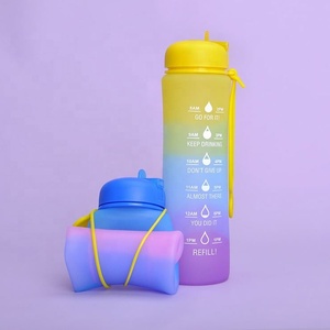 Bouteille d'eau en silicone écologique à dégradé de couleurs, très vendue, pour adultes, idéale pour les voyages - Product Image 3