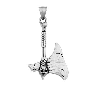 Collier hache viking, pendentif tête de mort gravée en argent vintage gothique en acier titane pour homme - Product Image 5