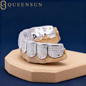 Queensun Bijoux De Mode Personnalisé Grillz Vvs Moissanite Dents Grillz Avec Baguette Ronde Brilliant Cut Hip Hop Diamant Grillz - Product Image 4