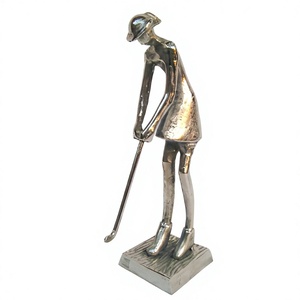 Modern Metal Golf Player Figurine Handmade Artistic Tabletop Sculpture Eco-Friendly Durable Living Room and Office Decor - Product Image 1