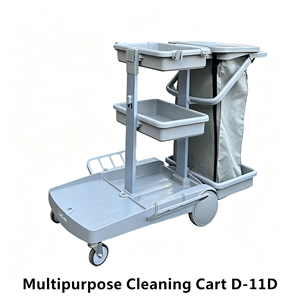 Carro de Limpieza Multifuncional Comercial de Alta Resistencia con Compartimentos de Almacenamiento y Cubo Desmontable para Residuos - Product Image 2