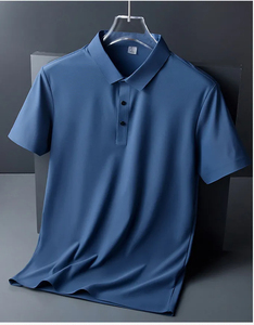 Chemise de golf boutonnée respirante pour hommes T-shirt polo décontracté à manches courtes grande et grande coupe ajustée - Product Image 1