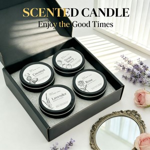 Juego de 4 Velas de Cera de Soja Negra LANJO - Caja de Regalo Ecológica de Aromaterapia con 4 Aromas para Decoración Navideña y Meditación - Product Image 2