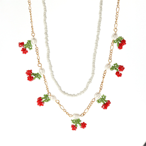 Trendz nueva llegada Multi-capas collar hecho a mano de fruta cereza Collar para las mujeres - Product Image 1