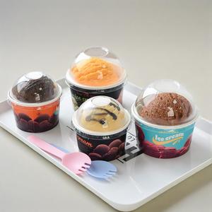 Dessin animé imprimé personnalisé jetable de qualité alimentaire 4oz 8 oz bol à soupe dessert yaourt glacé gelato crème glacée gobelet en papier avec couvercles - Product Image 5