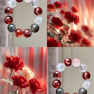 Bracelet en cristal Feng Shui naturel en gros, motif rose qui devient une poésie, pour hommes et femmes - Product Image 1