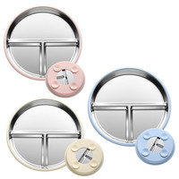 Assiettes pour tout-petits en acier inoxydable 316L de qualité alimentaire de 8 pouces avec ventouse antidérapante, design de dessin animé, écologiques, réutilisables