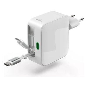 Hama 65W GaN <b>Charger</b> USB <b>Type</b>-<b>C</b> White With Retractable <b>Cable</b> - Product Image 2