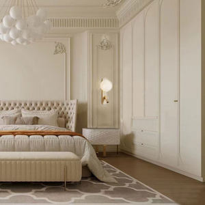 <span class=keywords><strong>Lit</strong></span> en cuir de style français, luxe léger, ton crème, moderne, minimaliste, chambre principale, haut de gamme, double bouton capitonné, <span class=keywords><strong>lit</strong></span> américain - Product Image 2