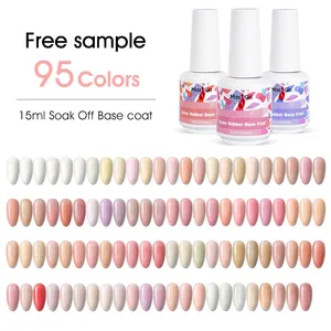 Usine vente en gros, 95 couleurs de Gel de Base de couleur UV, étiquette privée personnalisée, fournitures d'ongles, couche de Base en caoutchouc pour ongles