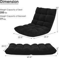 Chaise de sol pliable au design moderne réglable à 14 positions Support dorsal rembourré Lit-couchette Canapé inclinable pour adultes Salon