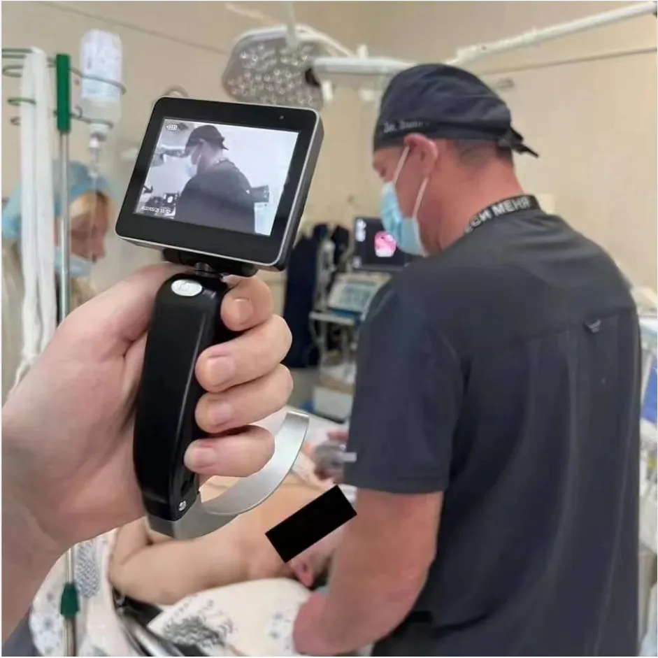 ציוד רפואי מתכת לרינגוסקופ כף יד נייד וידאו לרינגוסקופ עם להבים לשימוש חוזר