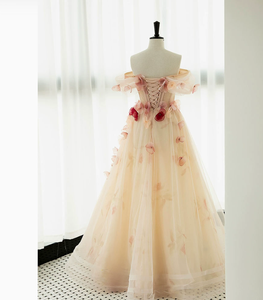 Flores Tridimensionales [His Royal Highness Rose] Vestido de Gala Estilo Hada para Banquete de Novia, Antiestático, Largo hasta el Suelo, 100% Seda - Product Image 4