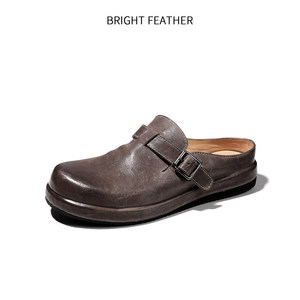 Sandales <span class=keywords><strong>Birkenstock</strong></span> pour hommes en cuir véritable noir, style simple, avec embout, en cuir de cheval, à enfiler, respirantes, semelle souple, décontractées pour l'été - Product Image 5