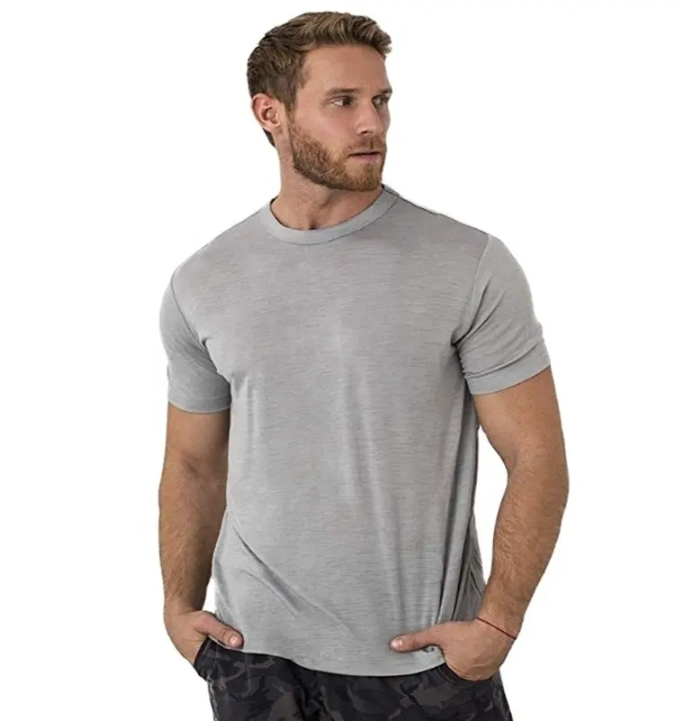 High quality 100% merino wool t shirts for men light weight super soft cashmere t shirt