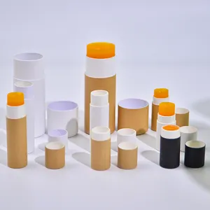 Biologisch abbaubare recycelte Deodorant-Kartons aus Kraftpapier Lippenbalsam Lipgloss aufdrückbares Papierrohr