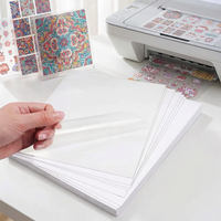 Papel Adhesivo Transparente Imprimible A4, Vinilo Autoadhesivo PET, Papel Adhesivo Transparente A4 Resistente al Agua para Impresora de Inyección de Tinta