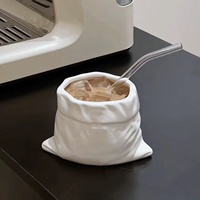 Tasse à café en céramique 3D exquise avec sac en tissu, sans couvercle, pour la maison et les salons de thé, idéale pour les cafés