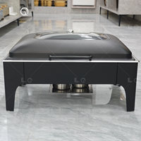 Chauffe-Plat Rectangulaire de Luxe 9L en Acier Inoxydable Noir avec Chauffage au Carburant/Électrique pour Hôtels