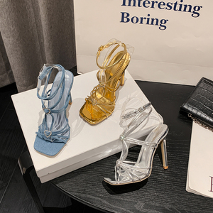 แฟชั่นโชว์รองเท้าส้นเตี้ยแบบรัดส้นสไตล์โรมัน รุ่น New Square Head ปี 2024 พร้อมส่ง - Product Image 6