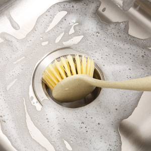 Kitchen <b>Cleaning</b> <b>Brush</b> Long Handle Wheat <b>Straw</b> Bristles Hanging Loop <b>For</b> Stove Pot Dishwashing - Product Image 2